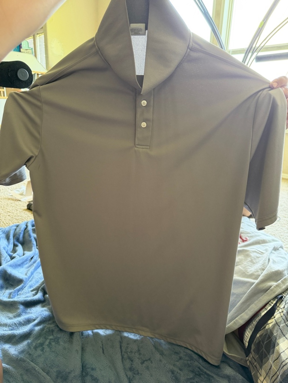 Hanes Men's Polo Shirt - Light Gray